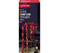 Premier Decorations Premier - 62Cm Christmas Candy Cane Path Light With 40 Red Leds, 4 Pieces
