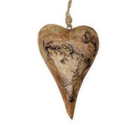 Premier Decorations Premier Heart Shaped Hanging Decoration Mango Wood Gold Veins 21Cm