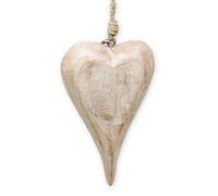 Premier Decorations Premier Mango Wood Heart Shaped Hanging Decoration 21Cm