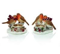 Premier Decorations Robin Tea Light Candle Holders - Set of 2