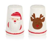 Premier Decorations Santa and Reindeer Salt and Pepper Shakers - 7cm - Gift Idea for Christmas Xmas - Christmas Themed Salt and Pepper Pot, UK Design, Novelty Present, Christmas Tableware