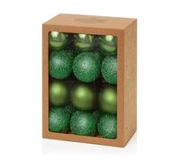 Premier Decorations Set of 24 x 6cm Shatterproof Baubles - Dark Green Assorted Finishes - Luxury Christmas Tree Decorations, Hanging Ornaments