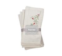 Premier Decorations Set of 4 Christmas Holly Berry Reusable Cotton Napkins Green and Off White Festive Tableware Xmas Novelty Gift 40cm x 40cm