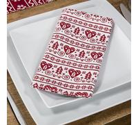 Premier Decorations Set of 4 Christmas Nordic Reusable Cotton Napkins Red and White Festive Tableware Xmas Novelty Gift 40cm x 40cm