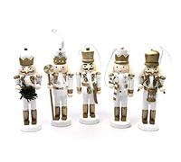 Premier Decorations Set of 5 Nutcracker 11 Centimeter Tree Decorations Boxed Gold White
