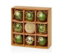 Premier Decorations Set of 9 x 6cm Shatterproof Baubles - Dark Green Assorted Finishes - Luxury Christmas Tree Decorations, Hanging Ornaments