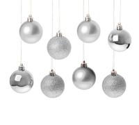 Premier Decorations Silver Multi Finish Christmas Baubles Tree Decorations 10 Pack Premier Decorations Silver
