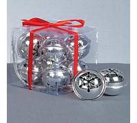 Premier Decorations 8 Snowflake Jingle Bells in Silver, Size 4cm, Metal | Charlies