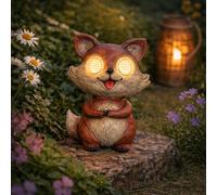 Premier Decorations Solar Fox Garden Ornament With Moving Eyes Led Light Up Polyresin Outdoor Animal Statue 26 Cm Garden Decoration