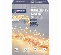 288 LED 1.8m Premier Outdoor 8 Function Christmas Garland Wire Lights Warm White