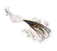 Premier Decorations White Feathered Clip on Peacock Bird 21 Centimeter