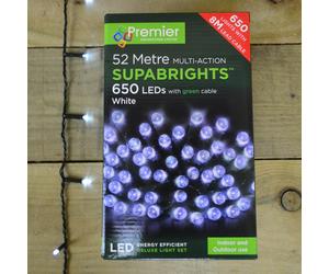 Premier Deluxe Light Set - 52m Multi Action 650 Cool White LED SUPABRIGHTS