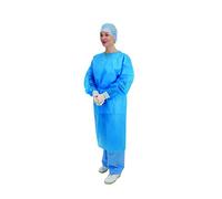 Premier Disposable Long Sleeve Exam Gown, Elasticated, Blue, 45 gsm, Pack of 10