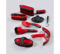Premier Equine Soft-Touch Grooming Kit Set Black and Red - 9 Piece