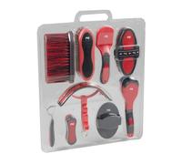 Premier Equine Soft-Touch Grooming Kit Set - Black & Red