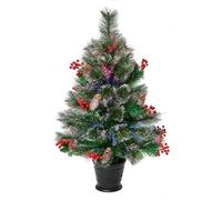 Premier Fibre Optic LED Pre Lit Christmas Tree with Pinecones, Snow and Berries - 80cm