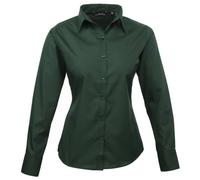 Premier Fitness Women's Poplin Long Sleeve Blouse, Green (Bottle), (Size:14)