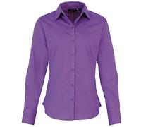 Premier Fitness Women's Poplin Long Sleeve Blouse, Purple (Rich Violet), (Size:16)