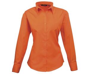 Premier Fitness Women's Poplin Long Sleeve Blouse Regular Fit Long Sleeve Blouse, Orange (Orange), 6(Manufacturer Size:6)