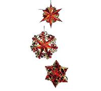 Premier Foil Starbursts Christmas Decorations (Pack of 3) (Pack of 3) (Red/Gold)