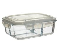 Premium Housewares Freska Glass Container with Airtight Lid, 3 Compartments