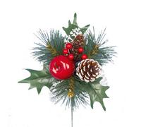 Premier Frosted Pine Cone & Apple Pick Christmas Decoration Green/red/brown (One Size)