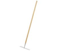 Premier Garden Rake With Long Ash Handle & Stainless Steel Tines