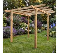 Premier Garden Supplies 8Ft High Wooden Pergola 9Ft X 9Ft Traditional Timber Champion Rafters Hot Tub & Dining, Bbq Area, Outdoor Entertaining