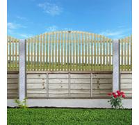 Premier Garden Supplies Premier Florence Wooden Trellis Panel 6Ft X 2Ft (5 Pack) Vertical Slatted Decorative Arched Fence Privacy Topper Climbing Plants