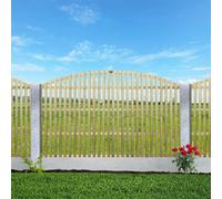 Premier Garden Supplies Premier Florence Wooden Trellis Panel 6Ft X 3Ft (4 Pack) Vertical Slatted Decorative Arched Fence Privacy Topper Climbing Plants