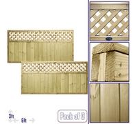 Premier Garden Supplies Urban Range Tongue & Groove Fence Panel (Pack Of 3) Width: 6Ft X Height: 3Ft Diamond Trellis Top