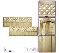 Premier Garden Supplies Urban Range Tongue & Groove Fence Panel (Pack Of 4) Width: 6Ft X Height: 2Ft Diamond Trellis Top