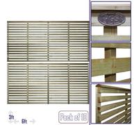 Premier Garden Supplies Vogue Horizontal Slatted (Pack Of 10) Width: 6Ft X Height: 3Ft Flat Capped Fence Panel/topper/trellis