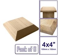 Premier Garden Supplies Wooden Fence Post Capping Capping Protection For 4" X 4" (100mm X 100mm) Posts / Pack Of 8