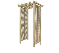 Premier Garden Supplies Wooden Garden Arch 7Ft High X 4Ft Wide, Slatted Trellis Side Panels Archway For Outdoor Lawn, Patio & Entrances