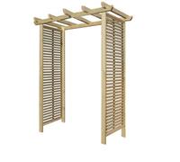 Premier Garden Supplies Wooden Garden Arch 7Ft High X 6Ft Wide, Slatted Trellis Side Panels Archway For Outdoor Lawn, Patio & Entrances