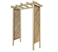 Premier Garden Supplies Wooden Garden Arch 8Ft High X 6Ft Wide, Privacy Diamond Trellis Side Panels Archway For Outdoor Lawn, Patio & Entrances