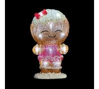 Premier Gingerbread Girl Christmas Decoration, Acrylic LED Ornament, Brown and White, Indoor Outdoor Display, 22cm, Battery Operated with Timer