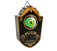 Premier Halloween 18cm Animated Eyeball Doorbell With Sound White/Green LED Halloween Decoration Novelty Prop