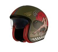 Premier Vintage Pin Up, open face helmet M Matt Olive/Red/Blue