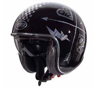 Premier Helmets Vintage Evo Nx Silver Chromed Open Face Helmet Black XS