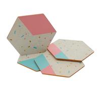 Premier Hexagonal Cork Coasters | Set of 4 | Soft Pastel Shades | 100% Cork | Hexagonal Shape