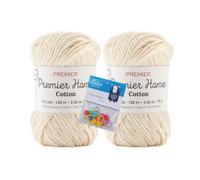 Premier Home Cotton Yarn 2-Pack Bundle with Bella's Crafts Stitch Markers (Cream)