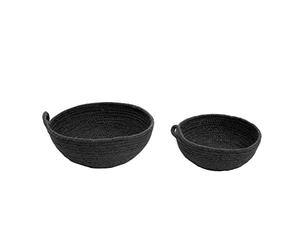 Premier Houseare Set of Two Jute Baskets/Round Storage Hamper Baskets For Gifts/Renewable Jute Bread Baskets/Sturdy Organic Charm Wicker Baskets/Jute Gift Basket Dimensions W24 x D24 x H9cm