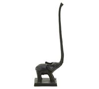 Premier Houseware Black Toilet Roll Holder For Bathroom/Elephant Figurine Toilet Paper Holder/Stylish Free Standing Toilet Roll Holder W12 x D7 x H35cm.