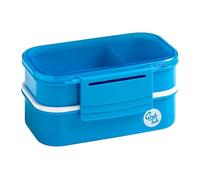 Premier Houseware Blue Lunch Box with Compartments and Cutlery Plastic Multi Compartment Box for School and Office