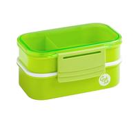 Premier Houseware Green Lunch Box with Compartments and Cutlery Plastic Multi Compartment Box for School and Office