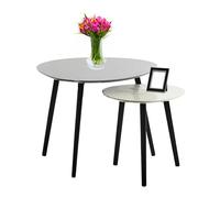 Premier Houseware Set of 2 Light Grey Triangular Coffee Table For Living Room/Bedroom Light Grey Oak Ven/Black Trim Contemporary Style Tables For Living Room/Dressing Rooms 60 x 60 x 48