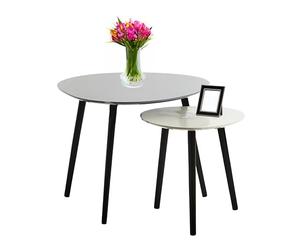 Premier Houseware Set of 2 Light Grey Triangular Coffee Table For Living Room/Bedroom Light Grey Oak Ven/Black Trim Contemporary Style Tables For Living Room/Dressing Rooms 60 x 60 x 48