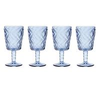 Premier Houseware Set of Four Blue Wine Glasses with Embossed Pattern Vintage Blue Glassware Set Elegant Blue Hue Versatile Glassware Set Elevate your dining experience 9x17x9